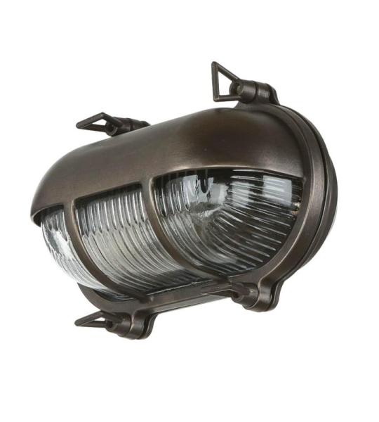 Buitenlamp muur maritiem zwart antiek massief messing glas IP64 B: 21 cm H: 13 cm E27 wandlamp tuinlamp scheepslamp