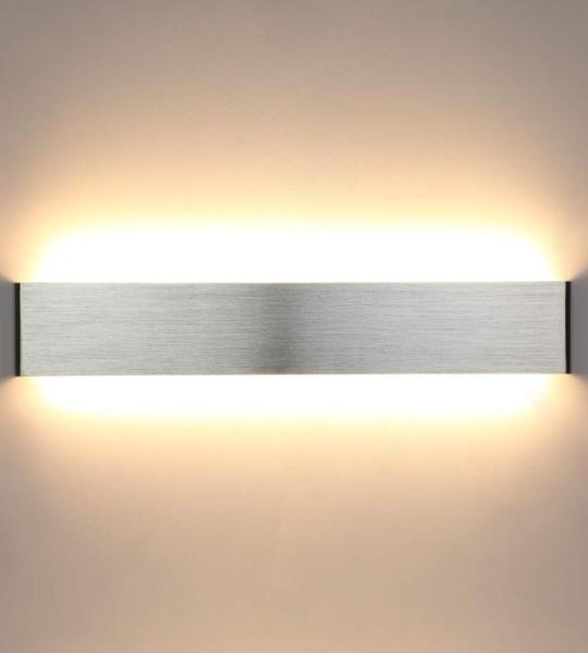 Led-wandlampen, 20 W, 50 cm, modern licht, aangenaam aluminium licht, verlichting voor woonkamer, slaapkamer, woonkamer, hal, trap, lichaam, zilver, 3000 K warm wit