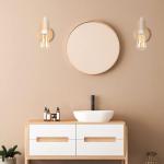 2 stuks vintage wandlampen voor binnen, industriële wandverlichting, E27, retro lamp van metaal en hout, vintage wandlamp voor woonkamer, eetkamer, slaapkamer, hal, keuken, wit
