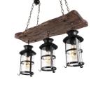Hanglamp Vintage Hangende Verlichting Eetkamer Kroonluchter Binnen Retro Industriële Hangende Lamp Van Hout Metaal Glazen Lampenkap E27 Plafondverlichting Bar Hoogte Verstelbaar P