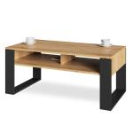 Artisan-salontafel, retro loftbank, open dubbele plank, glijpoten, ideaal voor koffiekransen, gelamineerde plaat, groot oppervlak, gegarandeerde stabiliteit.