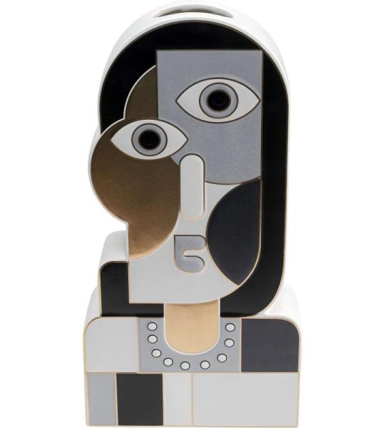 Design vaas Abstract Lady, zwart/wit/grijs, bloemenvaas, decoratievaas, pot voor bloemen, tafelvaas, 43 cm