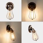 Industriële wandkandelaar, vintage verlichting, verstelbare wandlamp, rustieke draad, metaal, kooi, wandlamp, Edison-stijl, antieke lamp, verandaallamp (zonder gloeilamp) (brons)