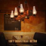 Houten smeedijzeren kroonluchter Retro hanglamp Industriële hanglampen In hoogte verstelbare industriële zolderbalk Hangende lichten Eetkamerverlichting Creatieve persoonlijkheid