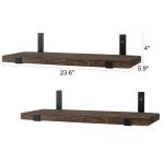 Rustieke zwevende houten wandplanken 60 cm met beugels voor woonkamer, slaapkamer, badkamer, keuken, thuis, kantoor, 2 stuks