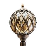 Pad verlichting metaal kunstglas in koper antiek IP43 weg tuin 115 cm hoog E27 nostalgie rustieke buitenstaande lamp ingang KAIRO