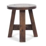 Rustieke houten KRUK Bern | 23x20x20 cm (HxBxD), gerecycled hout, massief | decoratieve bijzettafel, plantenkruk, krukje | Kleur: 03 donkerbruin