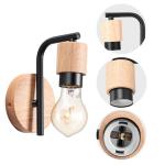 Vintage wandlampen, 2 stuks wandlamp voor binnen, industriële wandverlichting, E27 retro lamp van metaal en hout, vintage wandlamp voor woonkamer, eetkamer, slaapkamer, hal, keuke