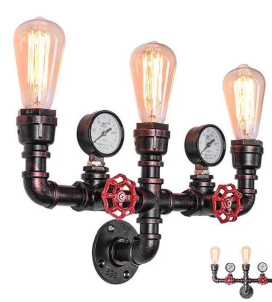 Water Pipe Wandkandelaar Waterleiding Vintage Retro Wandlamp Nostalgische Wandlamp Industrie Wind Creatieve E27 Rustieke Wandverlichting Restaurant Bar Café Wandlamp Gang Keuken S