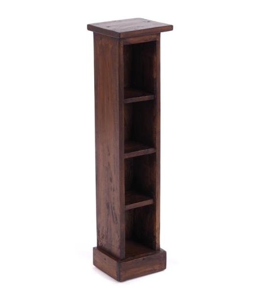 RUSTICALES houten cd-rek CD Tower | massief mahonie hout, 76x15,5x16cm (HxBxD) | Houten plank met 4 vakken, cd-opslag | kleur: 02 lichtbruin