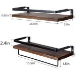 Zwevende houten wandplank, wandgemonteerde zwevende planken met handdoekhouder, rustieke opbergplanken, ideaal voor woonkamer, slaapkamer, hal, badkamer, 2 stuks (donkerbruin)