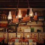 Houten smeedijzeren kroonluchter Retro hanglamp Industriële hanglampen In hoogte verstelbare industriële zolderbalk Hangende lichten Eetkamerverlichting Creatieve persoonlijkheid