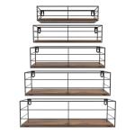 Rechthoekige wandplanken van ijzer, 5 stuks, zwevende houten wandplanken met praktisch en esthetisch, voor woonkamer, slaapkamer, badkamer, kantoor