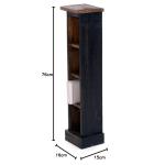 RUSTICALES houten cd-rek CD Tower | massief mahonie hout, 76x15,5x16cm (HxBxD) | houten plank met 4 vakken, cd-opslag | kleur: 04 zwart-natuur