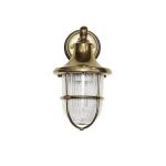 Santorin Buitenwandlamp, messing, glas, helder, IP64, balkon, terras, diameter: 22 cm, E27 tot 20 W, maritieme lantaarn, rustieke outdoor wandlamp