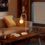 Industriële tafellamp voor slaapkamer, volledig dimbare moderne bedlampjes met 2700 K warme gloeilamp voor kinderen, lezen, minimalistische bedlampjes voor kantoor (roségoud)