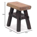 Rustieke houten kruk Vintage 40" | gerecycled hardhout, 43 x 45 x 27 cm (h x b x d) | kruk van massief hout, kruk | kleur: 04 zwart-natuur