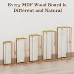 Zwevende wandplanken van hout, wit, met goudkleurig ijzeren frame, rechthoekig, 5 stuks, praktisch en esthetisch, voor woonkamer, slaapkamer, badkamer, kantoor
