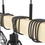 hanglamp Townshend 5, 6-lichts vintage pendellamp in industrieel ontwerp, retro plafondlamp hangend van staal en hout, kleur zwart, bruin, FSC gecertificeerd, E27