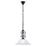 Murcia, 1-vlammige hanglamp vintage, rustiek, hanglamp van staal in zwart, albastglas in wit, eettafellamp, woonkamerlamp hangend met E27-fitting
