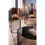 Design salontafel Wire set van 2, zwart, 63/53 cm diameter, bijzettafel, nachtkastje, stalen frame, tafelblad van veiligheidsglas, woonkamer, rond, 34 x 70 x 70 cm (h x b x d)