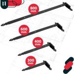 Loadband met blokken, 600 mm, gepoedercoat staal, deurband met kogellagers, scharnier, zwart, links en rechts, laadbanden, deurband, houten deur, tuindeurband