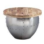 salontafel Mango massief hout/metaal 60x43x60 cm industriële stijl rond | Design salontafel met opbergruimte | Moderne salontafel salontafel