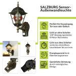Antieke buitenwandlamp Wandlamp met bewegingsmelder met glas in Tiffany stijl naar boven E27 230V verlichting Buitentuin tuin sensor