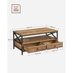 Salontafel, woonkamertafel, banktafel, voor woonkamer, met laden, X-vormige balken, open vak, industrieel design, walnootbruin-zwart LCT201B41