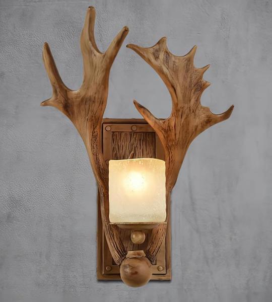 Vintage wandlamp voor binnen, E27, industriële retro wandlamp, creatief harsgeweidesign, rustieke hallamp met glazen lampenkap voor woonkamer, slaapkamer, keuken, bar, café, hal,