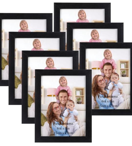 7 stuks fotolijsten 15 x 20 cm, zwart, fotolijst, collageset voor 20 x 15 cm foto's en afbeeldingen, wand- of tafelstandaard voor woonkamer, slaapkamer, kantoor