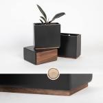 Alma Wandvazen, moderne hangende bloempotten voor aan de muur, 3-delige plantenpotset van hoogwaardig hars voor kamerplanten, kunstplanten, bloemen enz., zwart