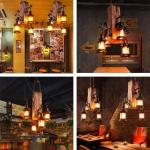 Retro hanglamp loft bar industriële hanglamp creatieve persoonlijkheid woonkamer hout in hoogte verstelbaar E27 industriële hanglamp voor eetkamer woonkamer keuken café