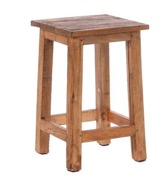 RUSTIC HOUTEN ZITKRUK MADERO | 48x30x30 cm (HxBxD), gerecycled hout | houten kruk | Kleur: 01 natural-vintage
