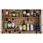 Houten rek om op te hangen - handgemaakt rustieke stijl muur bar flessenrek hout - wijnbaar rek cadeau voor mannen - houten 3D-afbeelding borrelbar