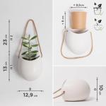 Wandvazen -Ellie- | hangende keramische bloempotten 3-delig | wanddecoratie voor kamer, balkon en tuin | wit (mat)