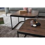 salontafel set van 2 Mango massief houten/metalen salontafel bruin | Industriële bijzettafel bijzettafel metalen poten zwart | 2-delige placemat bijzettafel van hout
