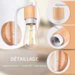 2 stuks vintage wandlampen voor binnen, industriële wandverlichting, E27, retro lamp van metaal en hout, vintage wandlamp voor woonkamer, eetkamer, slaapkamer, hal, keuken, wit