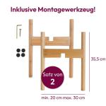 Houten plantenstandaard, set van 2 bamboe bloemenstandaard, verstelbare houten bloemenkruk, voor potten tot Ø 30,5 cm, bloempotstandaard, hoogte: 35,5 cm, plantenstandaard met pot
