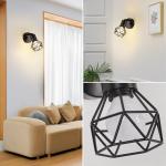 Plafondspot, industrieel design, kooi, van metaal, 350 graden, plafondlamp, spot, draaibaar, E14, plafondlamp, binnenverlichting voor slaapkamer, hal, woonkamer, keuken, zwart, 1 s