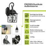Maritime wandlamp buiten FRIESEN zwart-zilver aluminium glas lantaarn E27 H: 37 cm buitenlamp tuin balkon