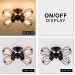Vintage plafondlamp, industriële inrichting, verstelbaar stopcontact, metaaldraadkooi, halfsluitende montage, rustieke plafond, lichtmetalen lamp (zonder gloeilamp) (met 4 lampen)