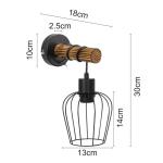 Wandlamp voor binnen, hout, vintage retro met schakelaar, industrieel design, E27, wandspot, zwart, met 1 vlam, van metaal, wandspot voor slaapkamer, woonkamer, hal, café, zonder 