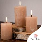 : 6 x Rustieke stompkaarsen 80/60 mm Safe Candle zelfdovend. Brandduur ca. 25 uur - 100% made in Germany door Wenzel kaarsen - RAL gecertificeerd (wit)