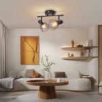 E14 Plafondspot 2 Lampen, e14 led vintage Spot light 350 ° Draaibare plafondspot, Metalen LED plafondlamp zwart voor Binnen Hal Woonkamer Winkel Slaapkamer keuken