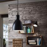 Hanglamp Priddy, 1-pits vintage hanglamp in industrieel design, retro hanglamp gemaakt van staal, kleur: zwart, wit, fitting: E27