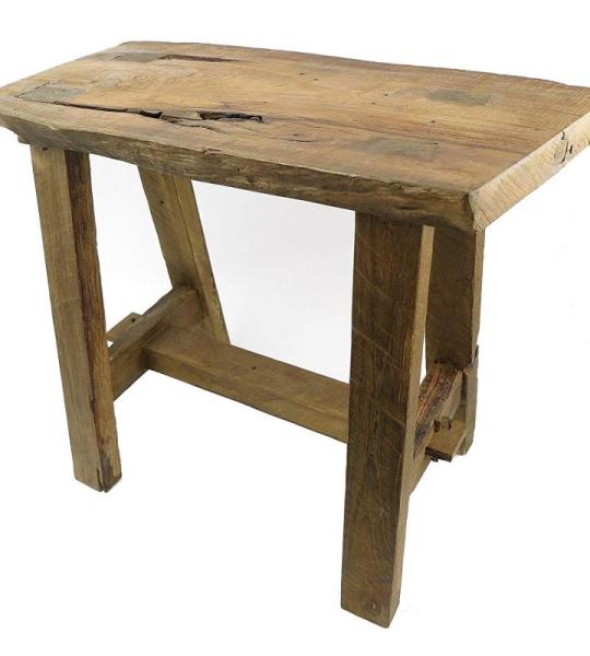 Kruk, kleine bank van teak, wortelhout, teakkruk, teakbank, houten bank, bloemenbank, bloemenkruk, antiek teakhout
