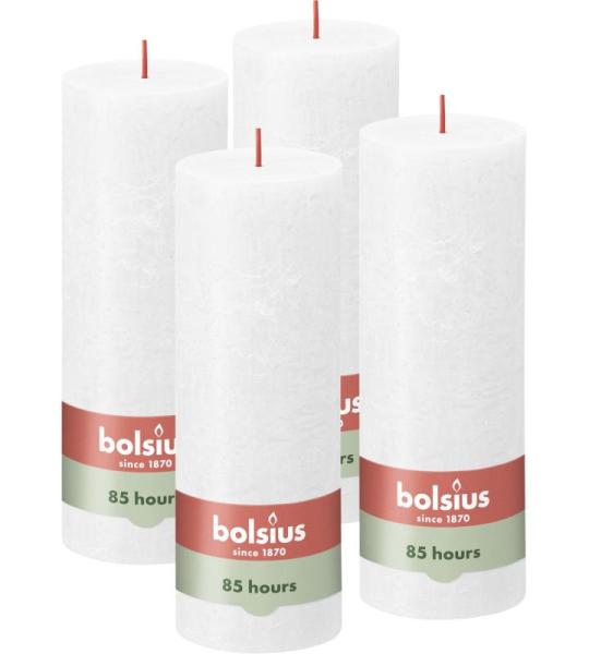 Rustieke stompkaarsen, wit, 4 stuks, 19 x 7 cm, decoratieve kaarsen voor huishouden, lengte brandduur 85 uur, ongeparfumeerde, natuurlijke plantenwas, zonder palmolie