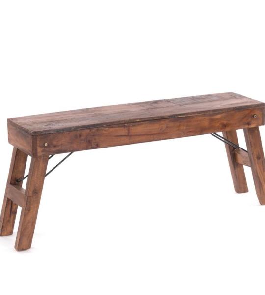 Opvouwbare zitbank Aldo | 112x48x28cm (BxHxD), gerecycled hout | rustieke houten bank, keukenbank gemaakt van massief hout, bijzetbank, gangbank, tuinbank | kleur: 02 lichtbruin