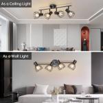 E14 Plafondspot 2 Lampen, e14 led vintage Spot light 350 ° Draaibare plafondspot, Metalen LED plafondlamp zwart voor Binnen Hal Woonkamer Winkel Slaapkamer keuken
